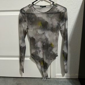 Zara PRINTED TULLE BODYSUIT size small
